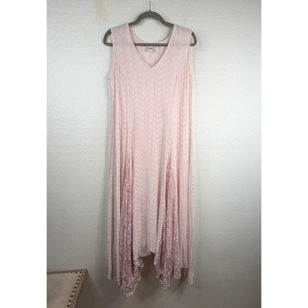 Vtg Together Women's Dress Pink Sz 12 Lace Fairy Whimsy Ethereal Romantic Flowy